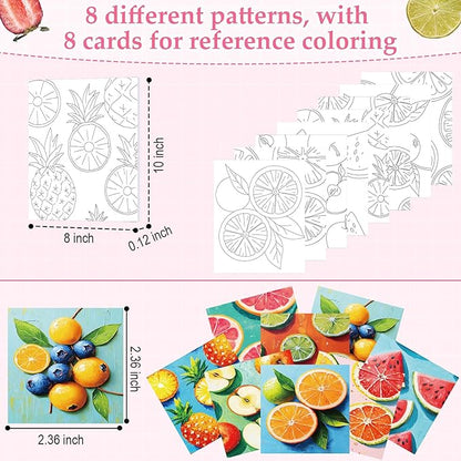 Cholemy 36 Pcs Paint and Sip Kit for Adults 8''x10'' Pre Drawn Canvas for Painting DIY Afro Acrylic Painting Kit Wood Easel Brushes Date Night Bulk for Christmas Party Gifts(Colorful Fruits)