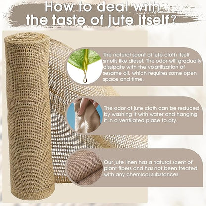 Burlap Fabric - Garden Burlap Fabric Roll Natural Jute Outdoor Fabric Burlap Weed Barrier Trees Trunk Wrap for Crafts Farmhouse Gardening Table Decor for Crafts (19.7" x 30 Feet)