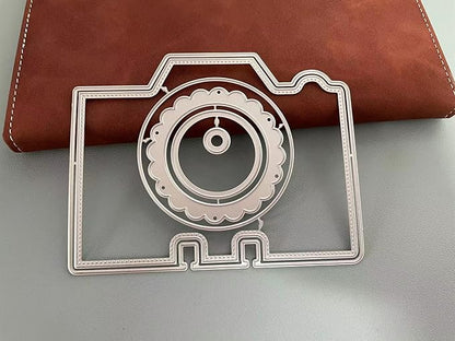 Mvchifay Cutting Dies Happy Birthday Holiday Thanks Greetings Metal Stencils Scrapbooking Tool Love Heart DIY Carbon Steel Embossing Template for Paper Card Making (Camera-10x12.8cm)