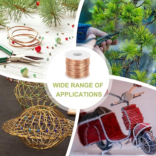 MECCANIXITY 12 Gauge Anodized Aluminum Craft Wire Bendable Bonsai Training Wire 98 Feet 2mm for Sculpting Crafts Wreath Floral Beading Jewelry Making, Copper Tone