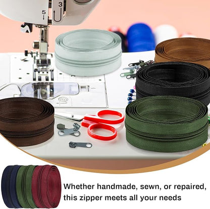 DOITEM 22.2 Yards/ 20 m 10 Pieces Assorted Colors #5 Nylon Coil Zippers, Sewing Zippers Endless Zips with 40 Pieces Zipper Sliders Zip Heads for DIY Sewing Tailor Craft Supplies
