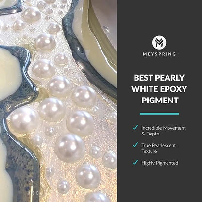 MEYSPRING White Pearl Mica Powder - 50g - White Resin Art Pigment - Mica Powder for Epoxy Resin - UV Resin Dye