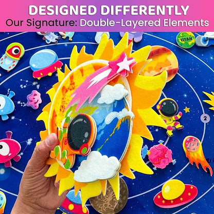 QUOKKA Space Felt Board for Kids 3-5 Years Old - Social Emotional Preschool Learning Activities for Ages 3-5 - Educational Flannel Toy Speech Therapy Gift
