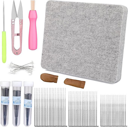 Mayboos Felting Kit with 8"x10" Mat, Needles for Wool & Leather Guards