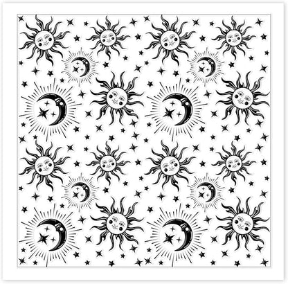 CHGCRAFT Sun Moon Stars Polymer Clay Texture Sheets Silicone Texture Stamp Clay Texture Mat Modeling Pattern Pad Texture Sheets for Jewelry and Clay Earrings Tools, 5.5x5.5 inch