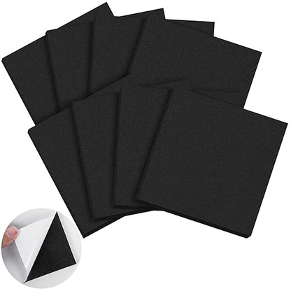 ToLanbbt 8 PCS Adhesive Foam Padding Sheets Closed Cell Neoprene Foam Sheet 1/2" Thick, 6" x 6" Self Stick Insulation Anti Vibration Pads Anti-Slip for Furniture, Cars, Speakers, DIY