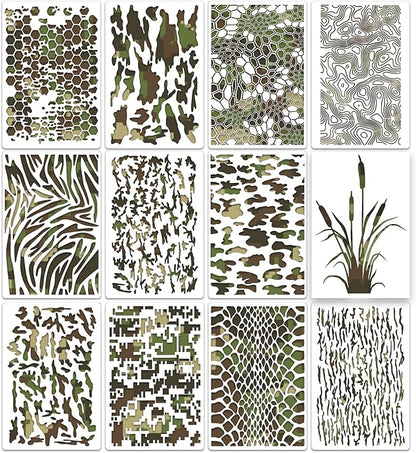Camo Stencil 12inch Large Camouflage Stencils for Spray Paint Reusable Digital Camo Pattern Stencil for Wall Boat Wood Canvas Fabric