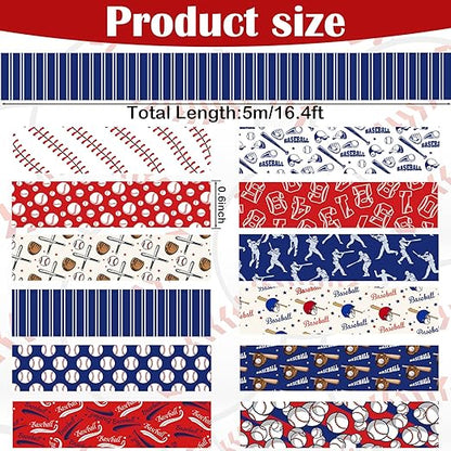 12 Rolls Baseball Washi Tape, Sport Masking Tape, Stadium Decorative Tapes for Scrapbook Journals Envelope DIY Craft Birthday Thanksgiving Christmas Party Gift Wrapping Supplies 16.4FT