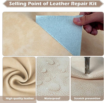 Leather Repair Tape, 4.7x63 inch Leather Patches for Furniture, Self Adhesive Leather Repair Patch for Sofas, Couches, Leather Covers, Seats, Chairs, Vinyl Repair Tape Retro Dark Beige