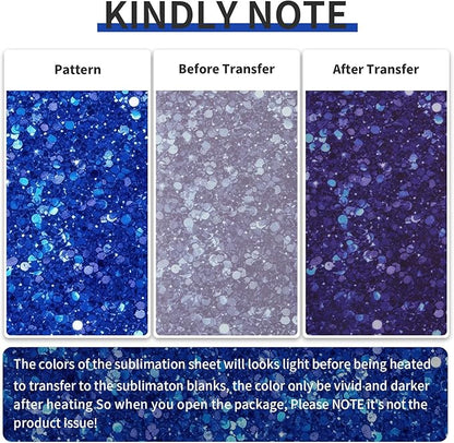 Sublimation Transfer Sheets for Heat Press Machine,12x12 Inch Blue Black Green Purple Sublimation Transfer Paper for Heat Press Machine, 10 Sheets