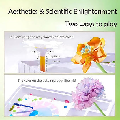 Science Craft Kit: Color Mixing & Dyeing Paper Flower Bouquet for Adults, Teens & Kids 8-12. Handmade Craft for Women's Group Activities & Stem Family Fun, Gift for Birthday Christmas, (Green Florist)