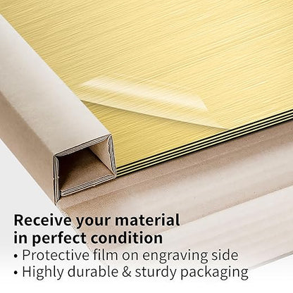 Trotec | Metallic Looking Acrylic Sheet | 12"x20"x1/8", 4 Pcs | Brushed Gold/Black | Metallic Finish - Scratch Resistant for Laser Engraving & Cutting,Printing,Glowforge,Name Plate | USA Made