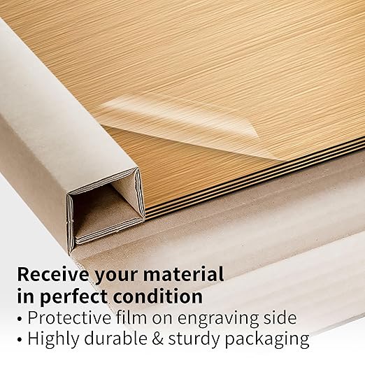 Trotec | Metallic Looking Acrylic Sheet | 12"x12"x1/16, 8 Pcs | Brushed Brass/Black | Metallic Finish - Scratch Resistant for Laser Engraving & Cutting,Printing,Glowforge,Name Plate | USA Made