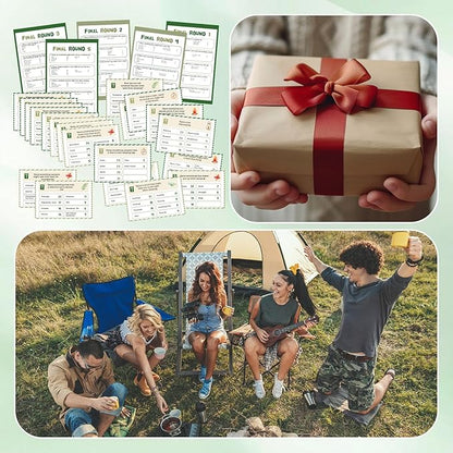 30 Pcs Camping Friendly Feud Game Set Camping Party Game Trivia Quiz with 18 Card 2 Buzzer for Adults Family Games Activities Party Supplies, Battery Not Included