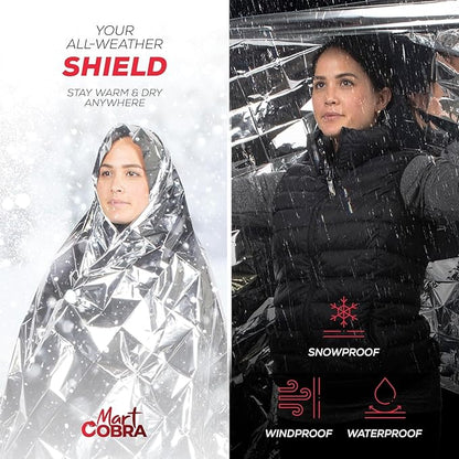 Emergency Blanket 4-Pack Space Mylar Blankets Survival Gear and Supplies Reusable Thermal Camping Hunting Essentials First Aid Car Emergency Kit Prepper Bug Out Bag Foil Warm Cat Cold Snow Winter