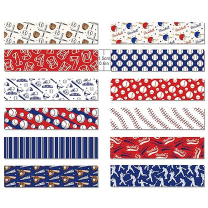 Adirasenotek 12 Rolls Sports Washi Tape,Baseball Washi Tape Decorative Paper Stickers Decorative Tape,DIY Art Crafts Wrapping Decor for Gifts Wrapping Scrapbooking Baseball Border Trim