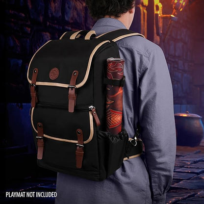 ENHANCE Designer Edition TCG Backpack - MTG Deck Bag Card Binder Space, TCG Deck Box Storage, MTG Playmat Holder - Card Storage Compatible with Magic the Gathering, Pokemon, Lorcana (Canvas Black)