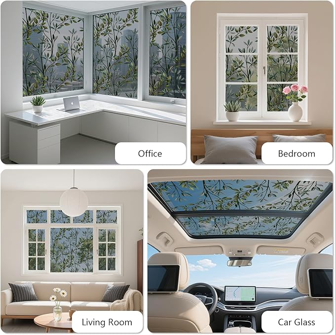 NINETREX One Way Window Privacy Film, Daytime Privacy Static Cling Sun Blocking Anti UV Reflective Window Tint for Home and Office 17.5 x 157.4 inches, Black Silver Leaf