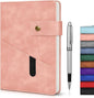 Pink A5 Lined Leather Journal Notebook for Men Women,5.9" X 8.4" Personalized Hardcover Journal with Pen,200 Pages 100 Gsm Thick Ruled Paper Daily Diary for Travel,Business,Work,Writing