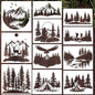 Mountain Tree Stencils for Painting 12” Forest Animal Stencils Pine Tree Stencil Reusable Drawing Templates for Wood T-Shirt Fabric DIY Crafts