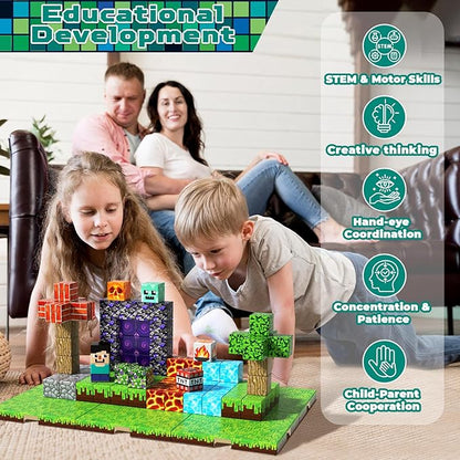 150PCS Magnetic Blocks with 6 Baseplate - Building Blocks Cubes for Kids Ages 4-8, STEM Magnet Building Toys Boys Girls, Birthday Gifts Preschool Educational Learning Toy for 3+ Years Old