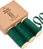 Vitalizart Green Velvet Ribbon Set 3/8" x 15 Yd Wooden Spool Fabric Trim 3 Rolls * 5 Yd for Christmas Wreath Decoration Handmade Craft Ornaments Gift Wrapping Bow Making Dark Forest Green