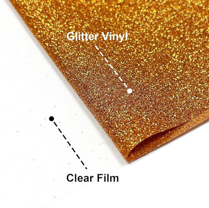 Coffee Orange Glitter HTV Heat Transfer Vinyl, 12" x 5ft lron on Vinyl, for T-Shirt Ironing, Vinyl HTV Easy to Cut and Weed, The Best Choice for DIY Creativity. (Coffee Orange, 12" x5ft)
