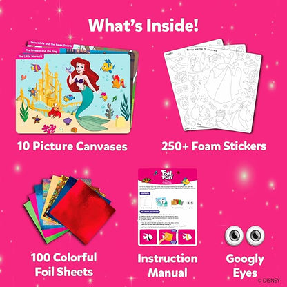 Skillmatics Foil Fun - Disney Princess, Mess-Free Art & Craft Kits for Kids, DIY Creative Travel Toys, Perfect Christmas Gifts for Fans of Moana, Cinderella, Ariel, Jasmine, Ages 4, 5, 6, 7, 8, 9