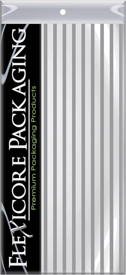 Flexicore Packaging Metallic Silver Pin Stripe Print Gift Wrap Tissue Paper Size: 15 Inch X 20 Inch | Count: 100 Sheets | Color: Silver Pin Stripe