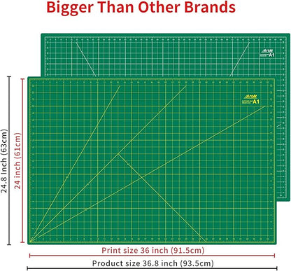 ArtAt Self Healing Cutting Mat: 24 x 36 inch Green Large 5-Ply Double-Sided Durable Non-Slip PVC Cutting Mat for Sewing Quilting Scrapbooking Art & Crafts projects…