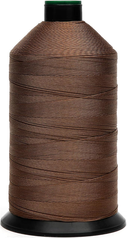 Extra Strong Bonded Nylon Thread #138 Tex135 – 16 OZ, 3000yds, Versatile Stitching Solution for Leather, Upholstery, Canvas Repair and More (Tawny Brown)