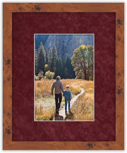 8.5x11 Mat Bevel Cut for 7x9 Photos - Acid Free Dark Red Suede Precut Matboard - For Pictures, Photos, Framing - 4-ply Thickness