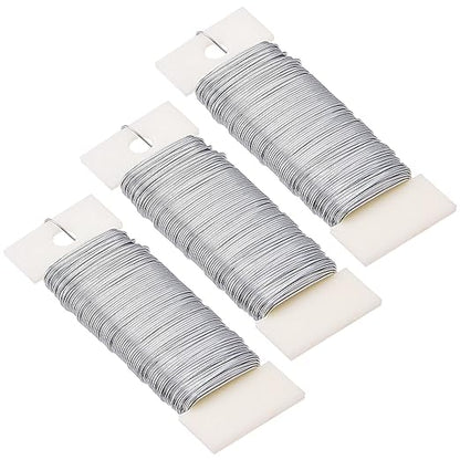 Hapeper 22 Gauge Floral Flexible Wire for Christmas Wreath Tree, Flower Arrangements, 3 Pack 114 Yards (Silver)