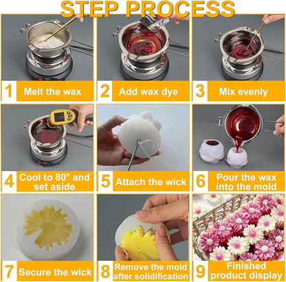 JDH 2PCS Peony Candle Mold Daisy Flower Silicone Molds,3D Flower Fondant Mold for DIY Epoxy Resin Casting Handmade Soap Ice Epoxy Resin Concrete Valentine's Day Mother's Day