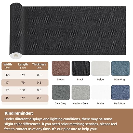 Fabric Repair Patch, 17X158 Inch Linen Large Repair Tape, Self-Adhesive Patches for Furniture, Sofa, Car Interior, Shoes, Hand Bag, Clothing (Dark Blue, 17X158 Inch)