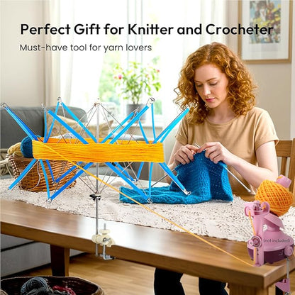 Yarn Swift, Yarn Umbrella Swift for Crocheting, Holder for Skeins Flexible Lightweight Foldable Design, Height & Diameter Adjustable to Suit Space, Ideal Helper for Yarn Knitting Enthusiasts