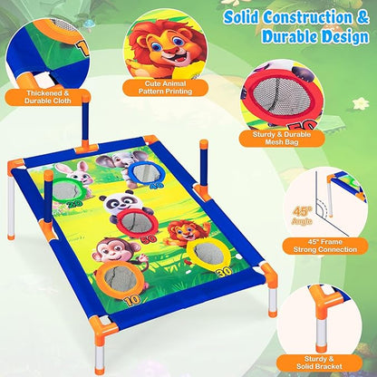 Subao Bean Bag Toss Game,3 in 1 Cornhole Set,Kids Outdoor Games,Sports & Outdoors Play Toys for Toddler Boys Girls 3 4 5 6 7 8 9,Ring Toss Game for Yard Lawn Party Family,Toys Gifts for Kids Age 3+