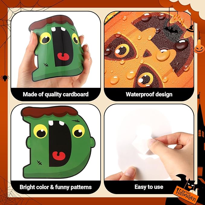 Faccito 176 Pcs Halloween Bulletin Board Decorations Letters Numbers Alphabet Paper Cutouts Punctuation Symbols Combo Set Pumpkin Spider Bat Classroom Decorations for School Chalkboard Party