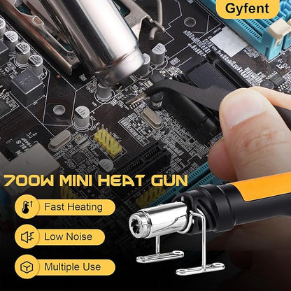Heat Gun, 700W 212°F~932℉(100°C~500°C) Mini Soldering Heat Gun Hot Air Rework Station with LED Digital Display & 5Pcs Nozzles & 5Pcs Accessories for Crafting Shrink Tubing Electronics DIY(5FT)