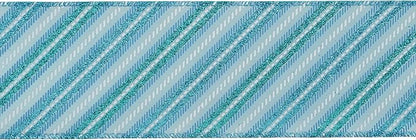 MEEDEE Blue Diagonal Stripe Ribbon 2.5 Inch Blue Satin with Turquoise and Teal Glitter Wired Ribbon for Wreath Bow, Topper Bow, Tree, Garlands (10 Yards)