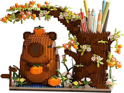 Capybara Building Blocks Set -1880PCS Cute Animals & Flowers Building Bricks Kit Kawaii Capybara Gifts Toy for Kids Age 6+, Capybara Stuff Pen Holder&Desk Organizer, Arts & Crafts for Boys Girls Adult