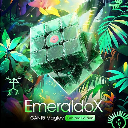 GAN 15 Maglev EmeraldoX Summer Limited Edition, Speed Cube 3x3 Magnetic Speedcube Ultra-Lightweight (Under 60g) Brain Teasers Puzzle Fidget Toy for Kids Adults, Latest Flagship