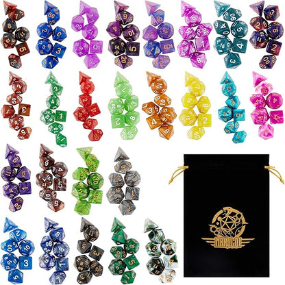 DND Dice Set, 25 X 7 Polyhedral Dice (175 Pieces) for Dungeons and Dragons DND RPG MTG Table Game D4 D6 D8 D10 D12 D20 25 Colors Dice with 1 Large Flannel Bag