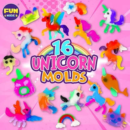 Unicorn Magic Grow Aqua Elves Kit, FunKidz Magical Water Elf Toys for Kids with 25 Colors Gel 16 Unicorn Molds to Make Over 100 Water Pets Crafts for Girls Boys Ages 3+