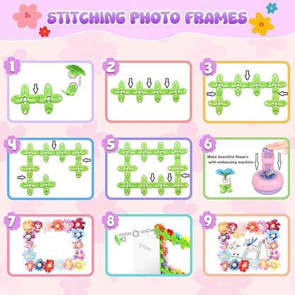 GirlsHome 300+PCS Fabric Flower Bouquets Toys, DIY Flower Crafts Kits for Kids, Arts and Crafts for Kids Ages 6-8 Girls, Build Flower Bouquet, STEM Educational Toy Preschool Gifts (Purple Pink)