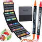 80 Colors Waterproof Dual Tip Acrylic Paint Pens, Dot & Fine Tip Premium Coloring Drawing Markers Set for Wood, Rock Painting, Canvas, Glass, Ceramic Surfaces and DIY Crafts Making Art Supplies