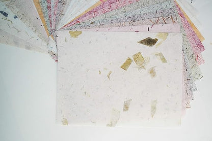 50 Sheets 8.5 x 11 Thin Mulberry Paper Sheets Handmade Art Tissue Washi Paper Design Craft Art Origami Suppliers Card Making (Tamarind Leaves,Onion,Banana Tree Fiber,Rice Straw etc.)