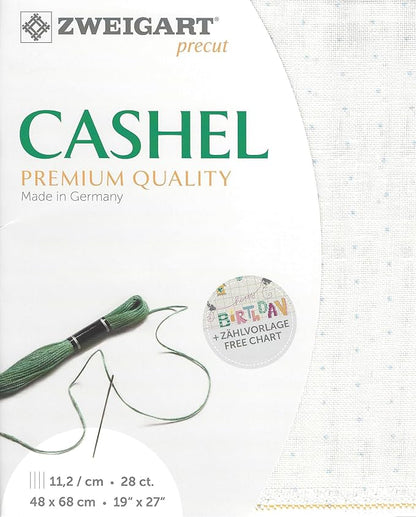 Precut Zweigart Cashel Mini Dots 28 Count White with Gray Mini Dots 3281/1129. Needlework Canvas, Cross Stitch Fabric, Embroidery Canvas 100% Linen