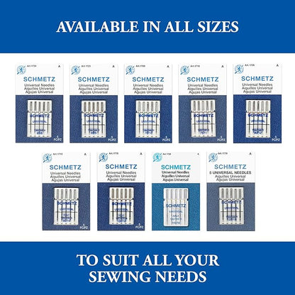 SCHMETZ Universal Sewing Machine Needles - Size 80/12, 5-Needle Cards, Pack of 5