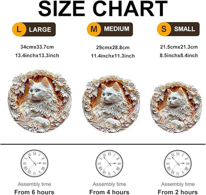 Wooden Puzzles Adults, 3D Cute Cat Wooden Puzzles 300 Pieces, Unique Animal Shaped Wood Challenging Jigsaw Puzzles Gifts for Adults, 13.4x13.4in